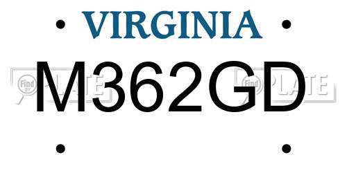 M362GD Virginia License Plate