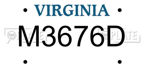 M3676D Virginia License Plate