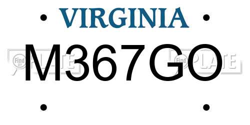 M367GO Virginia License Plate