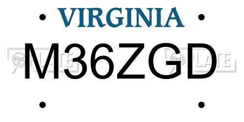 M36ZGD Virginia License Plate