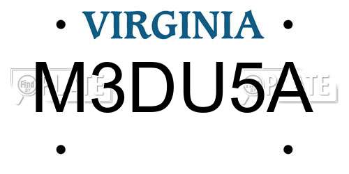 M3DU5A Virginia License Plate
