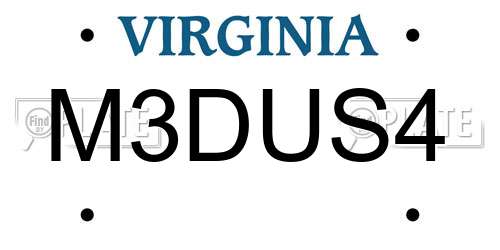 M3DUS4 Virginia License Plate