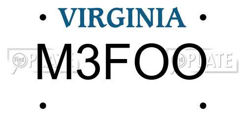 M3FOO Virginia License Plate