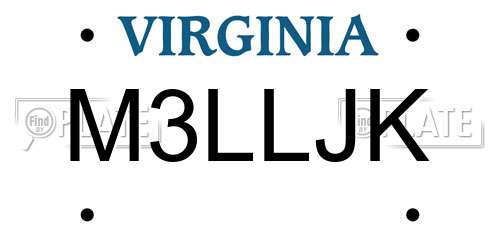 M3LLJK Virginia License Plate