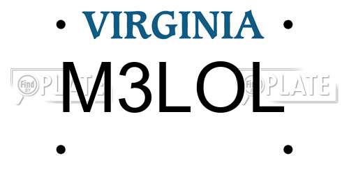 M3LOL Virginia License Plate