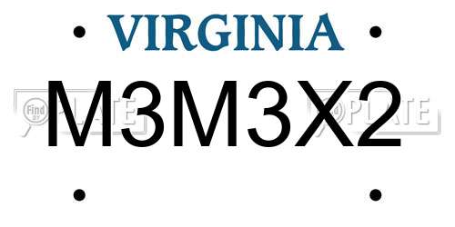 M3M3X2 Virginia License Plate