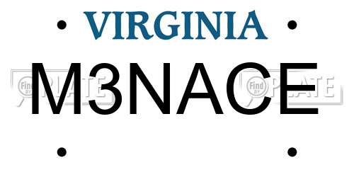 M3NACE Virginia License Plate