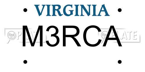 M3RCA Virginia License Plate