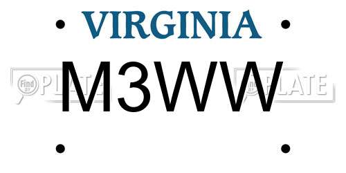 M3WW Virginia License Plate