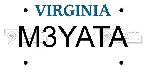 M3YATA Virginia License Plate