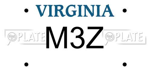 M3Z Virginia License Plate
