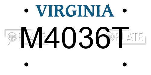 M4036T Virginia License Plate