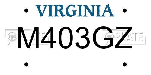 M403GZ Virginia License Plate