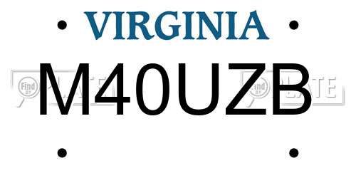 M40UZB Virginia License Plate
