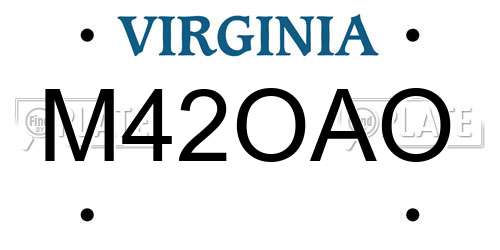 M42OAO Virginia License Plate