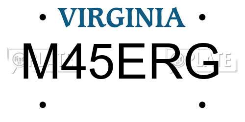 M45ERG Virginia License Plate