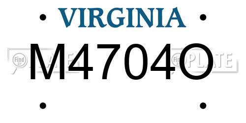 M4704O Virginia License Plate