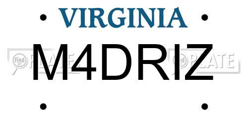 M4DRIZ Virginia License Plate