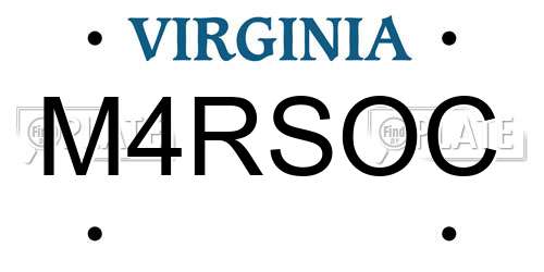M4RSOC Virginia License Plate