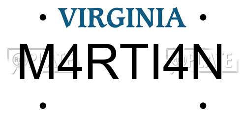 M4RTI4N Virginia License Plate