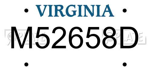 M52658D Virginia License Plate