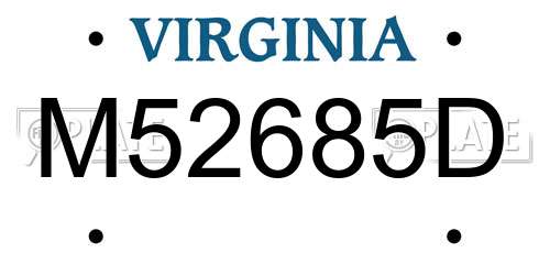 M52685D Virginia License Plate