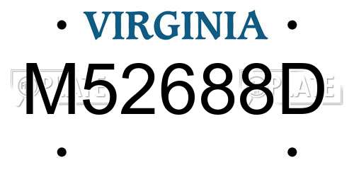 M52688D Virginia License Plate