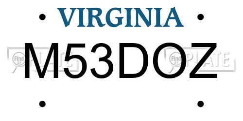 M53DOZ Virginia License Plate