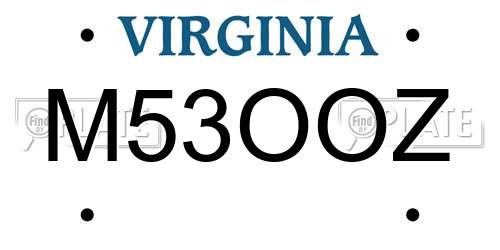 M53OOZ Virginia License Plate