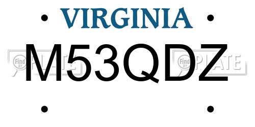 M53QDZ Virginia License Plate