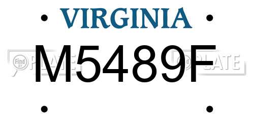 M5489F Virginia License Plate