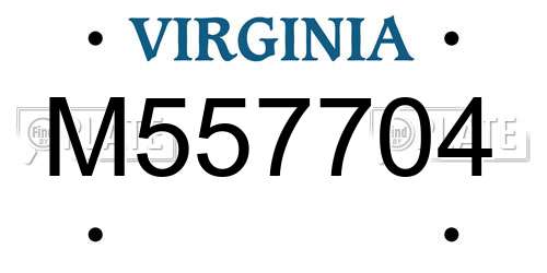 M557704 Virginia License Plate