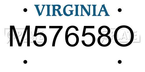M57658O Virginia License Plate
