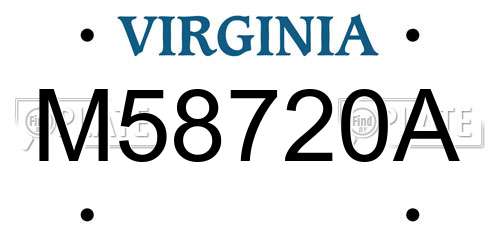 M58720A Virginia License Plate