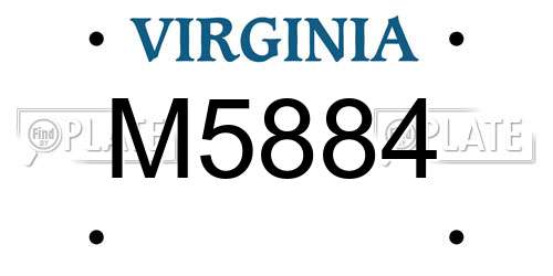 M5884 Virginia License Plate
