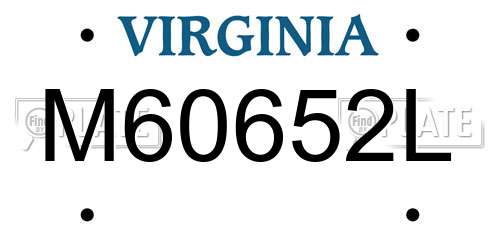 M60652L Virginia License Plate
