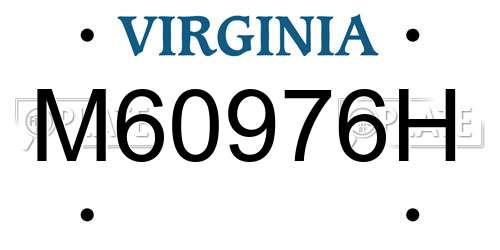 M60976H Virginia License Plate