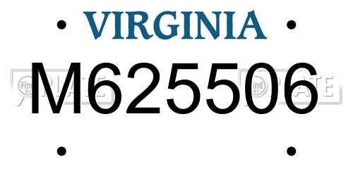 M625506 Virginia License Plate