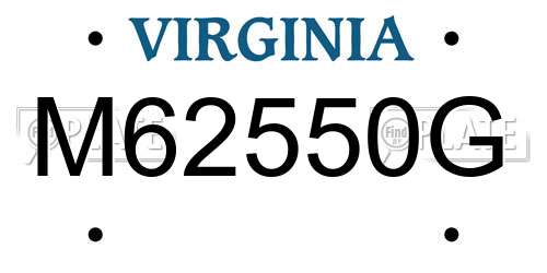 M62550G Virginia License Plate