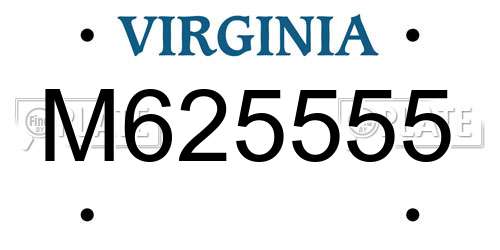 M625555 Virginia License Plate