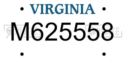 M625558 Virginia License Plate