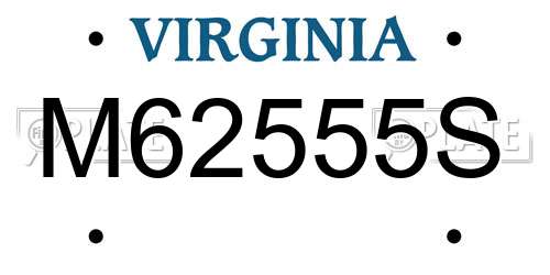 M62555S Virginia License Plate