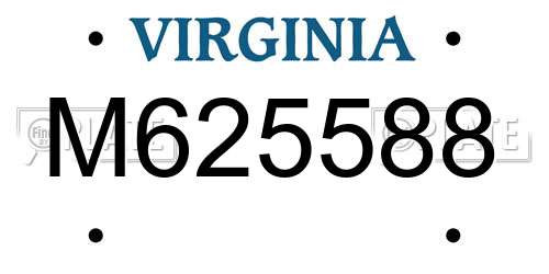 M625588 Virginia License Plate