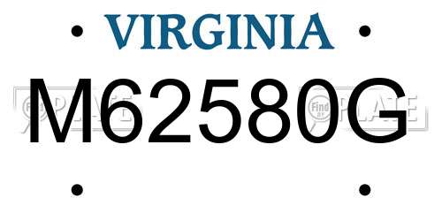 M62580G Virginia License Plate