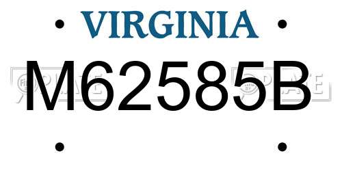 M62585B Virginia License Plate