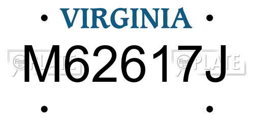 M62617J Virginia License Plate