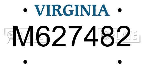 M627482 Virginia License Plate