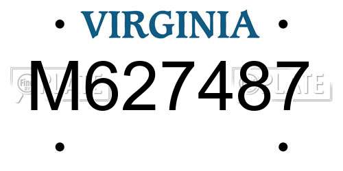 M627487 Virginia License Plate