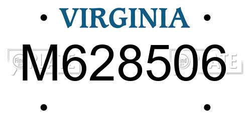 M628506 Virginia License Plate