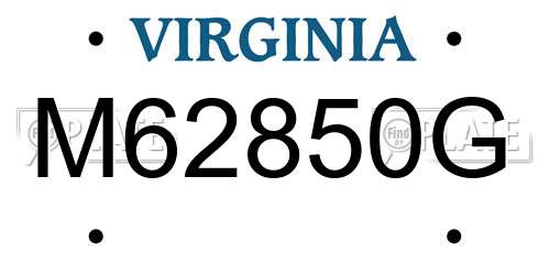 M62850G Virginia License Plate